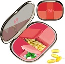 Daily Pill Case Organizer Pocket Pharmacy, Chrxbei Pill Container Case Travel skal hugge med 5 kompartmenter, Portable Pill Splitter Holder Box for Vitamin, Medicin, tillæg og fiskeolie - Rød