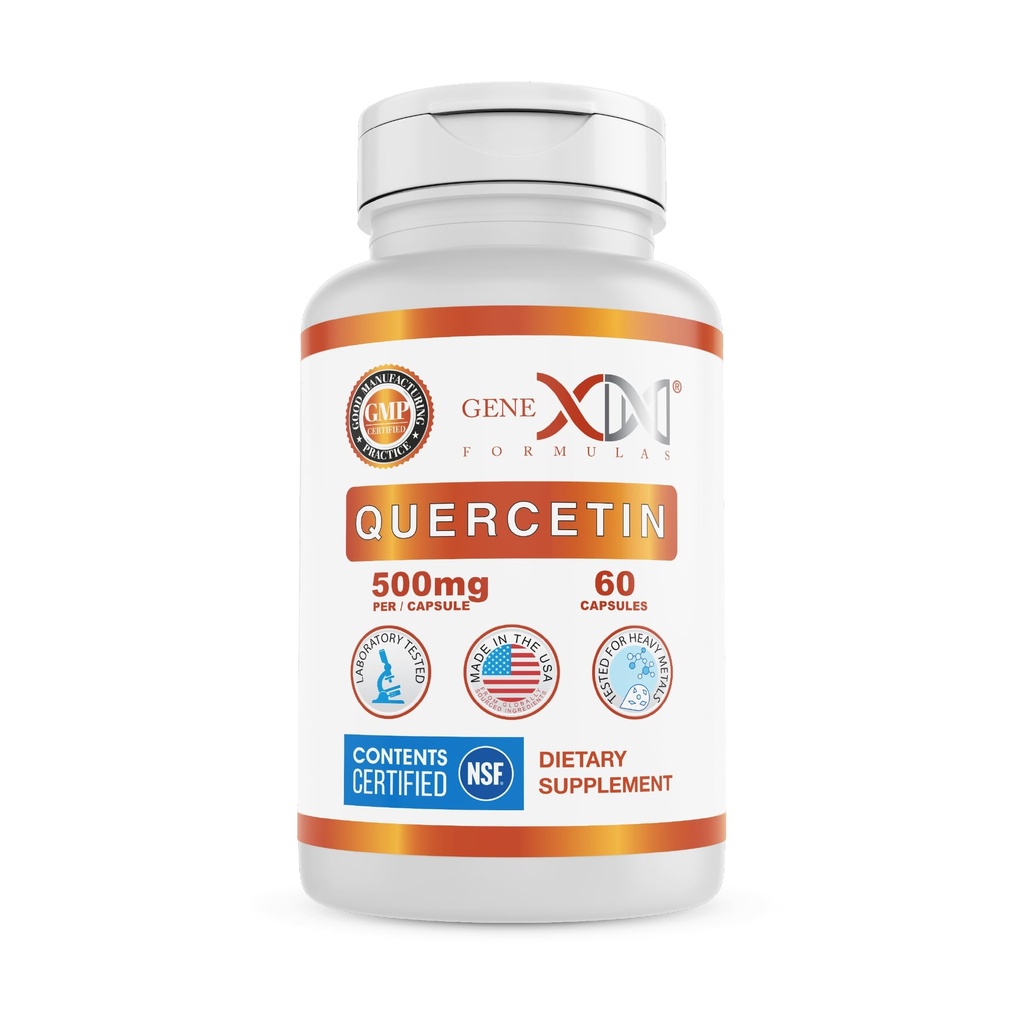 Genex Formulas Quercetin 500 mg 60 kapsler til 60 dages forsyning - supplement til immunforsvar, antioxidant og allergibeskyttelse, ikke-GMO, glutenfri