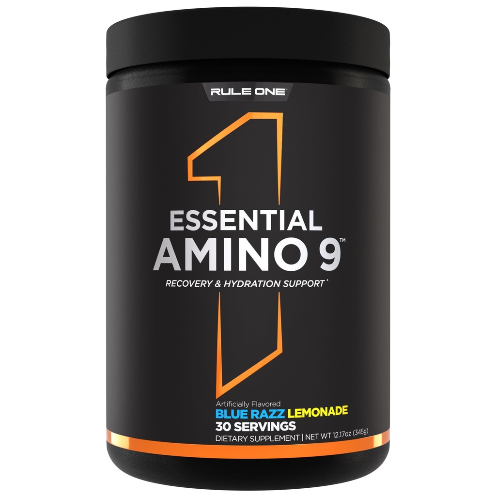 Regel 1 Essential Amino 9 - Inddrivelse og hydrering support med 7.5g af Essential Aminosyrer + Electrolytes (30 Servere, Blue Razz Lemonade)