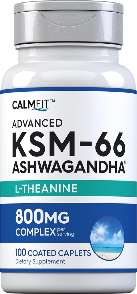 Piping Rock KSM- 66 Ashwagandha L- Theanine Supplement: 124; 800mg - 124; 100 kapsler - 124; Advanced Complex Root Extract: 124; Vegan, Non- GMO, Gluten Free