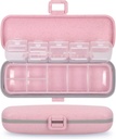 Naturetouch Pill Organizer, 7 Kompartmenter Pill Box Portable Travel Medicine Organizer til purse eller Pocket 7 Dag Pill Dispenser Opbevaring sag med lås for Vitamin Medicin Fish Oil Kosttilskud Pink