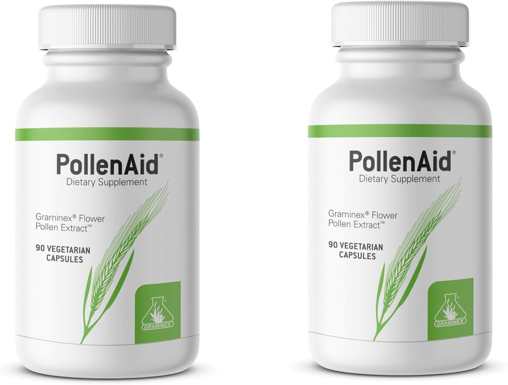 Graminex PollenAid Prostata Supplement: All Natural Prostate Support for Brege Control & Urinary Tract Health, Rye Pollen Extract Made in USA, 90 Vegetar Caps (Pack of 2)