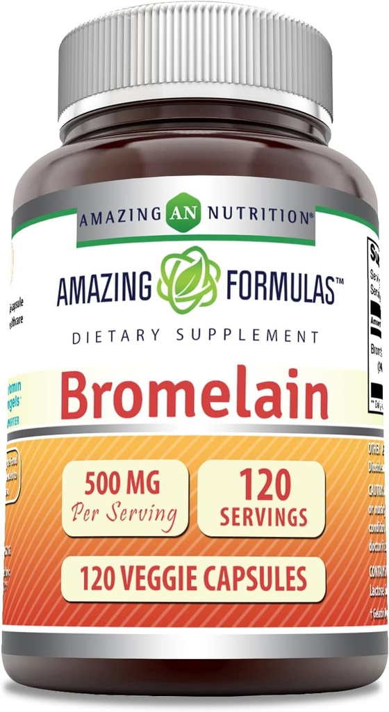 Amazing Formulas Bromelain Supplement 124; 500 Mg Per Serving Medic124; Veggie Kapsler Medic124; Non- GMO Medic124; Gluten Free Medic124; Lavet i USA Medical 124; Ideel til vegetarer (1 pakke Medical 124; 120 Greve)