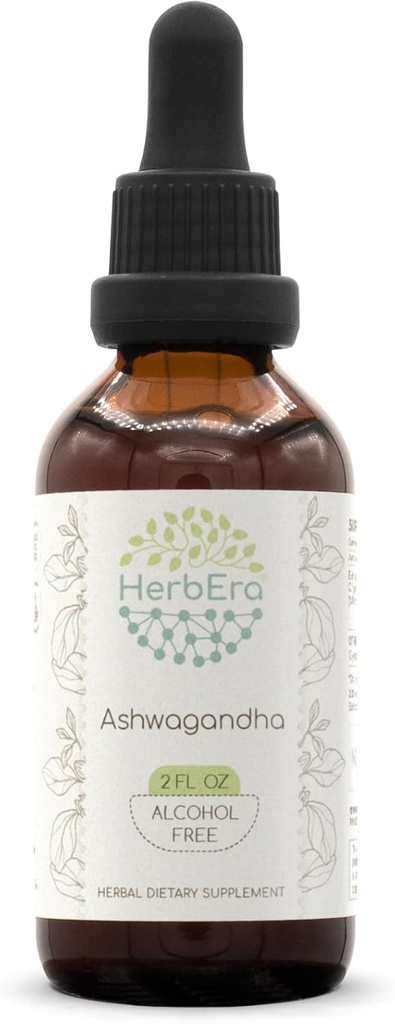 HerbEra Ashwagandha B60 Alkohol- Free Herbal Extract Tinktur, Super- koncentreret (Shui Qie, Indisk Ginseng, Withania Somnifera) 2 fl oz
