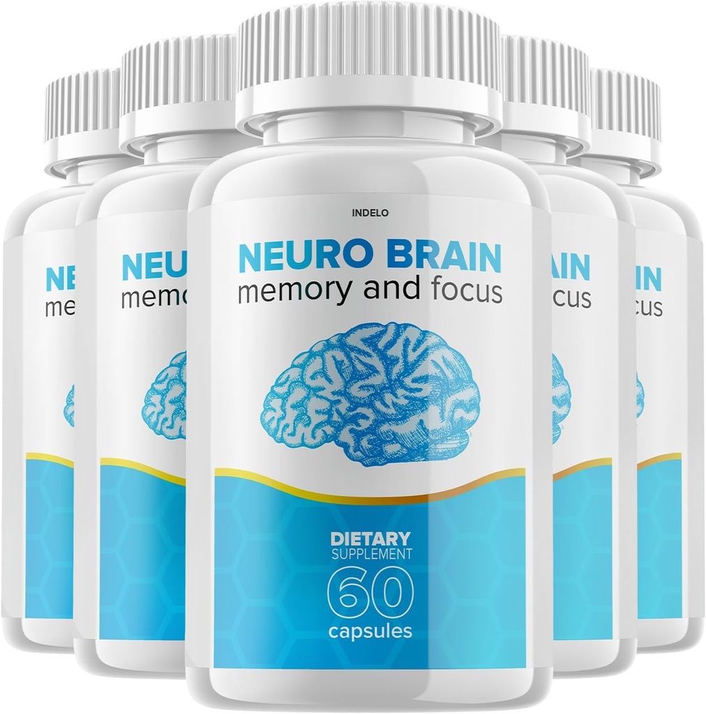 (5 Pack) Neuro Brain and Focus Supplement, Neuro Brain Memory Focus og Kognitiv Support, Neuro Brain Pills Nootrop NeuroBrain to Boost Memory Neuro Brain Vitamin (300 kapsler)