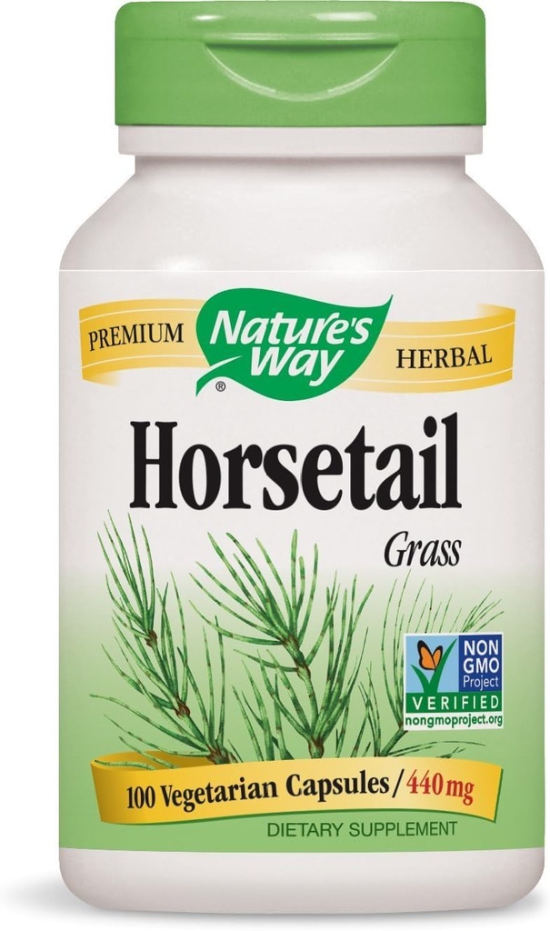 Nature Way Horsetail Grass 400 Milligram, 100 vegetariske kapsler. Pakning med 3 flasker