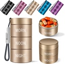 Aluminium Vandtæt Pill Organizer 3 gange om dagen, Fugt Bevis Metal Pill Case, Lille Daily Pill Holder til purse, Bærbar Travel Pill boks Container til at holde vitaminer, Med, Kosttilskud