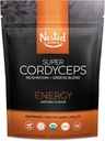 Super Greens Daily Green Superfood Powder - Certificeret USDA Organic Green Powder w / 20 + Whole Foods, Spirulina Powder, Hvede & Barley Grass - Probiotika, Fiber & Enzymes - Cordyceps, 30 Servere