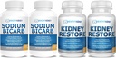 Natriumbicarbonat 650mg kapsler til syrelindring, alkalinitet 120 piller 2- Pack + Nyre Gendanne Nyre Rense og Nyre sundhed supplement, 60 hætter - 2 Pack