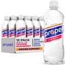 Propel immunstøtte Elektrolyte Forstærket vand Sports Drik, Orange Raspberry Flavored Vand, 100% DV C-vitamin + Zink, Zero Calorie & Zero Sugar Hydration med Elektrolyter og Vitaminer, 24 fl oz vandflasker (12 Pack)