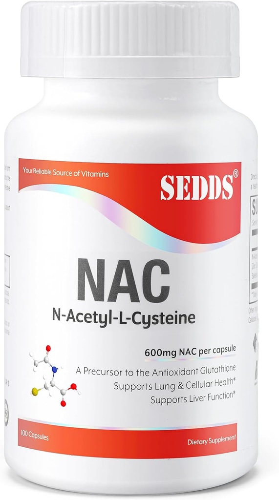 Kosttilskud, N- Acetylcystein (NAC) 600mg, 100 Veg Kapsler - Non-GMO, Gluten Free