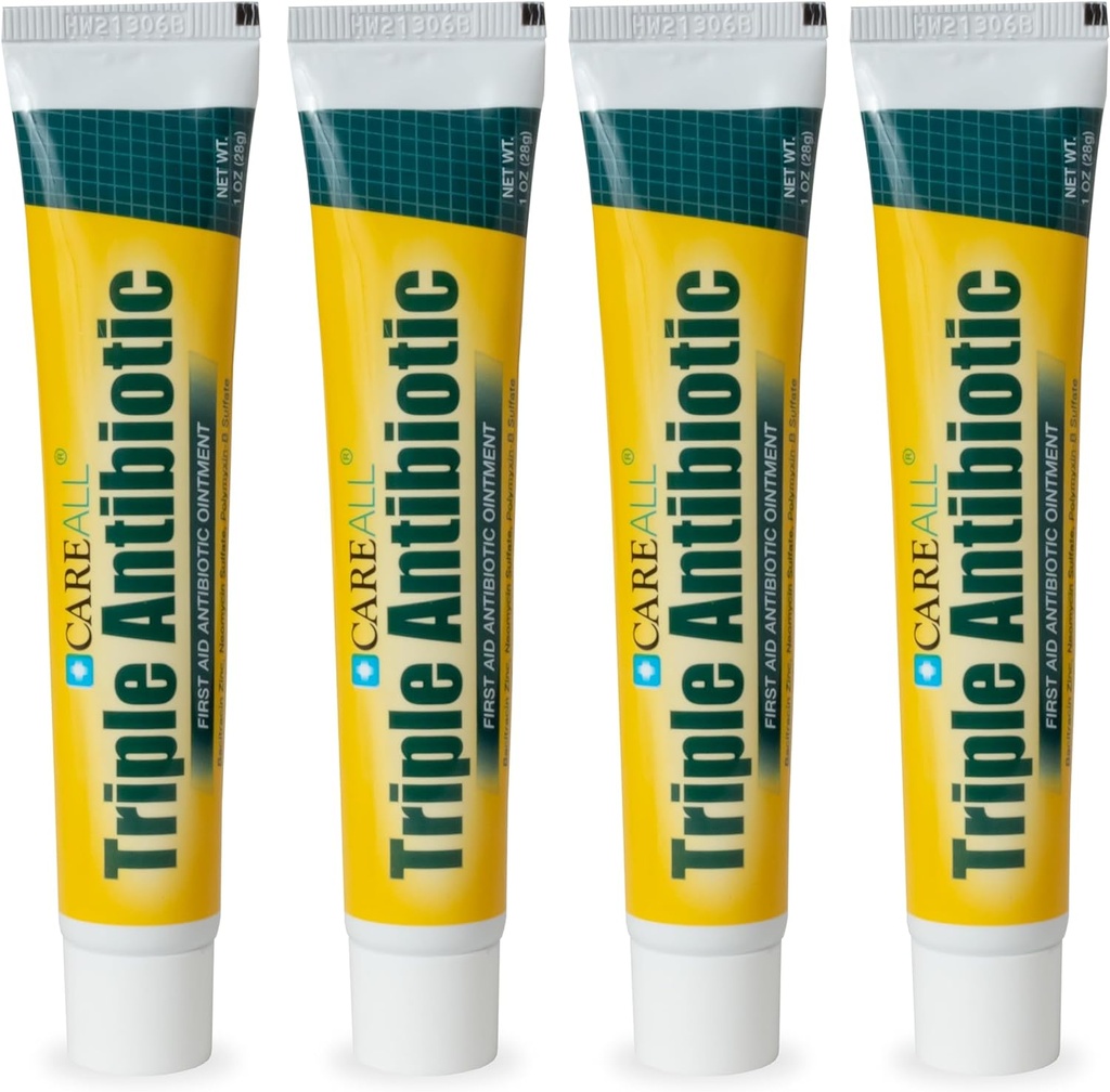 CareAll Triple Antibiotic Salve 1.0 oz (4 Pack), Førstehjælp Salve til Mindre Scrapes, Cuts, og Burns til at hjælpe med at forebygge infektion, Sammenlign med de aktive ingredienser i det førende mærke
