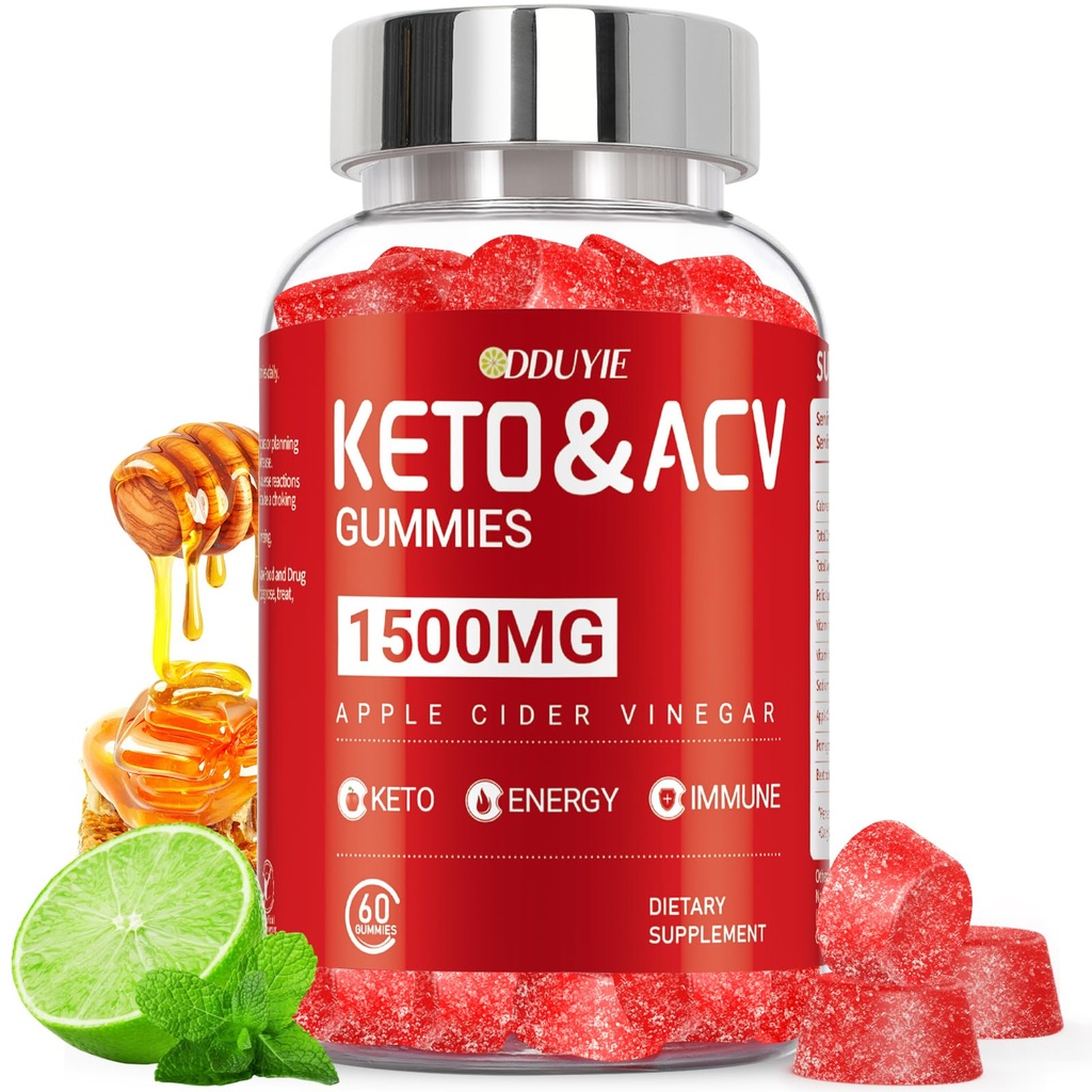(1 Pack) Apple Cider Vincils Gummies Note 124; Keto ACV Gummies for Supportes Metabolisme & Fat Burn with Vitamin B6 & B12; ACV Supplement D124; Lemon Honey Flavor D124; 60 Vegan for kvinder og mænd
