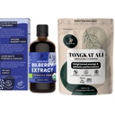 Jungle Powders Tongkat Ali for mænd Powders 200: 1 Extract 5 Ounce Bag, Wild Bilberry Extract for Eyes Organic 3.4oz Flaske Bilberry supplement til øjne