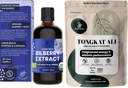 Jungle Powders Tongkat Ali for mænd Powders 200: 1 Extract 5 Ounce Bag, Wild Bilberry Extract for Eyes Organic 3.4oz Flaske Bilberry supplement til øjne
