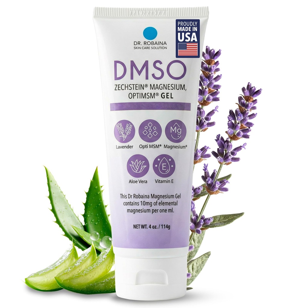 Dr. Robaina DMSO Lavender Gel - 99.9% Pure Pharmaceutical Grade Note 124; Hud Relief Formel med Zechstein Magnesium, Arnica, Aloe Vera, Vitamin E Note 124; Muscle & Joint Comfort