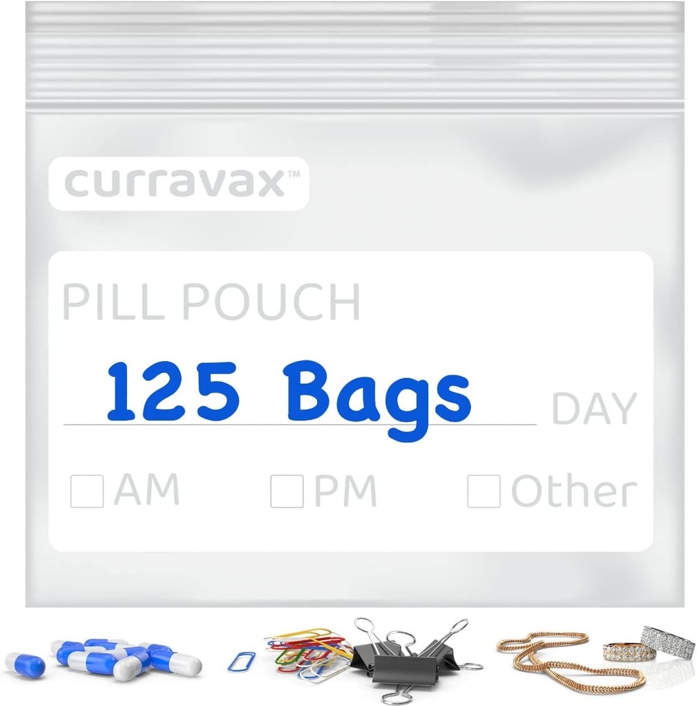 Pill Pouch tasker til rejse Pack 125- BPA Gratis 3 x 2,75 tommer Pill Pouch - Pill Pouches til medicin med Skriv på etiketten -Clear Ziplock Pill Sækker til medicin Organizer