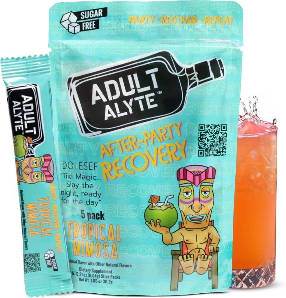 After Alcohol Aid Wellness Vitamins I Restore Better Mornings I Dihydromyricetin DHM & B Vitamins Complex I Antioxidants Supplement and Liver Support I 5 Powder Stick Drink Packets I Tropical Mimosa