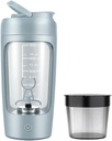 Elektrisk transportabel Protein Shaker Flaske til glatte blends Note 124; w / GRATIS PROTEIN POWDER CUP CUP 124; Premium Flaske Lavet af Tritan - BPA Gratis # 124; 650 ml # 124; Genopladelig # 124; for GYM & Sports Entuast. (Baby blå)