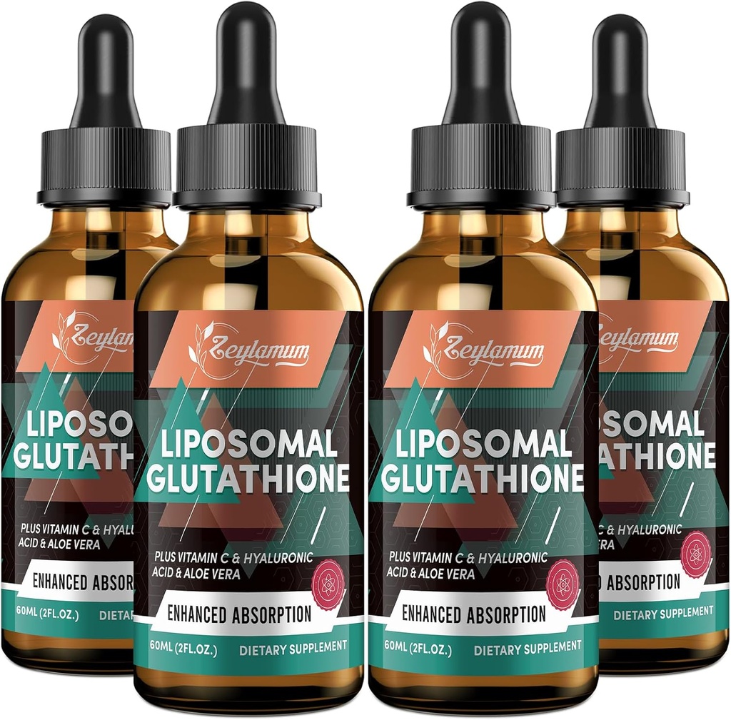 2000MG Liposomal Glutathion Liquid Drops, Ultra High Absorption, Naturlig afgiftning, Immunsystem & Hudsuprot *, L- Glutathion, Vitamin C & Hyaluronsyre, Kapsler Alternativ, 8.08 OZ