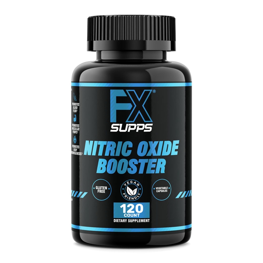 FX SUPPS Nitrooxide Support Note 124; Præ- workout supplement til mænd og kvinder - 120 kapsler - med arginin for Endurance, Workout Performance & Circulation Support