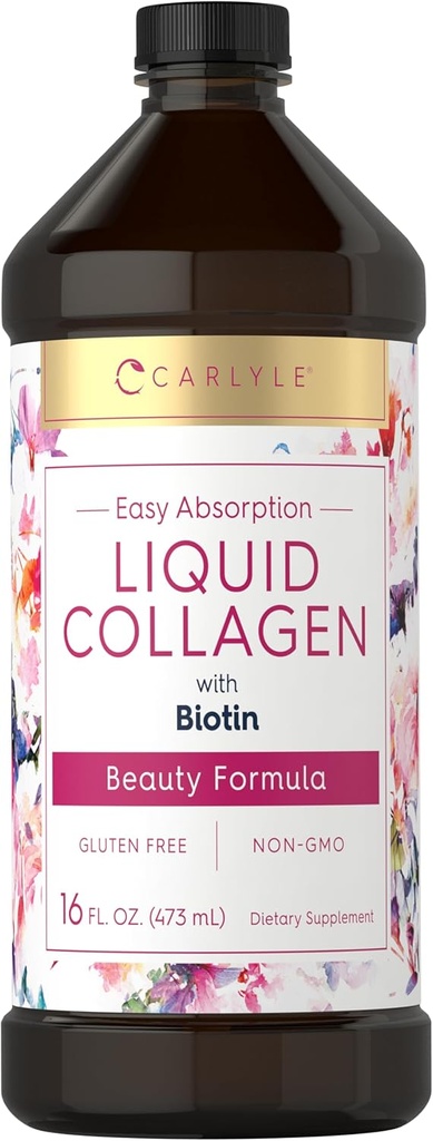 Carlyle flydende kollagen til kvinder og mænd i 124; 16 fl oz 124; med Biottin 124; Type I & III; Berry Flavor 124; Non- GMO & Gluten Free Supplement