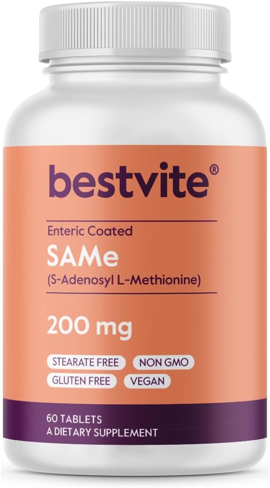 BESTVITE SAM- e 200mg (60 tabletter) (1- Pack) Premium Ingredient fra Italien.
