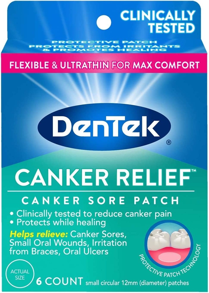 DenTek Canker Relief Canker Sore Patch Relieves Canker Pain, 6 Greve (pakke med 1)