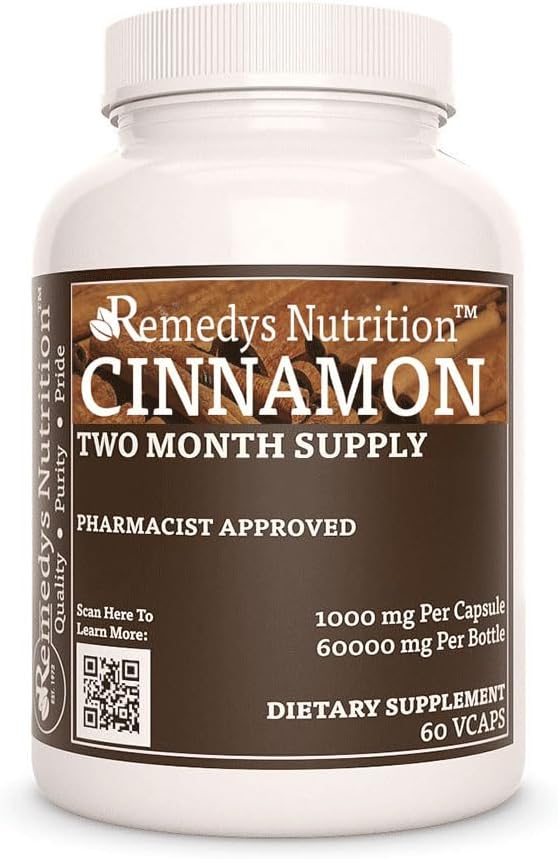 Remedys ernæring Kanel Bark Ceylon Buddha 124; 1.000 mg, 60 Vegan Kapsler Herbal Kosttilskud