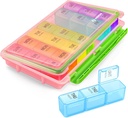 AUVON Weekly Pill Organizer 3 gange om dagen med Fugt- Proof Design, Stor Pill Box 7 dag let at bruge, Bærbar Pill sag til rejser med dobbelt beskyttelse, Pill Containers til vitaminer, Medicin