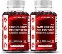 Vitamatic Tart Cherry med Sellery Seed Gummies - Equivals Ækvivalent Per Serving (fra 10: 1 Uddrag, 400mg) - 2- Pack