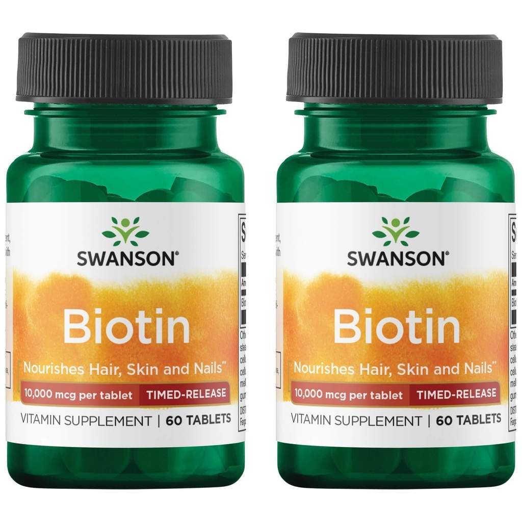 Swanson Biotin - tids- release 10. 000 mcg 60 Tabs (2 stk.)