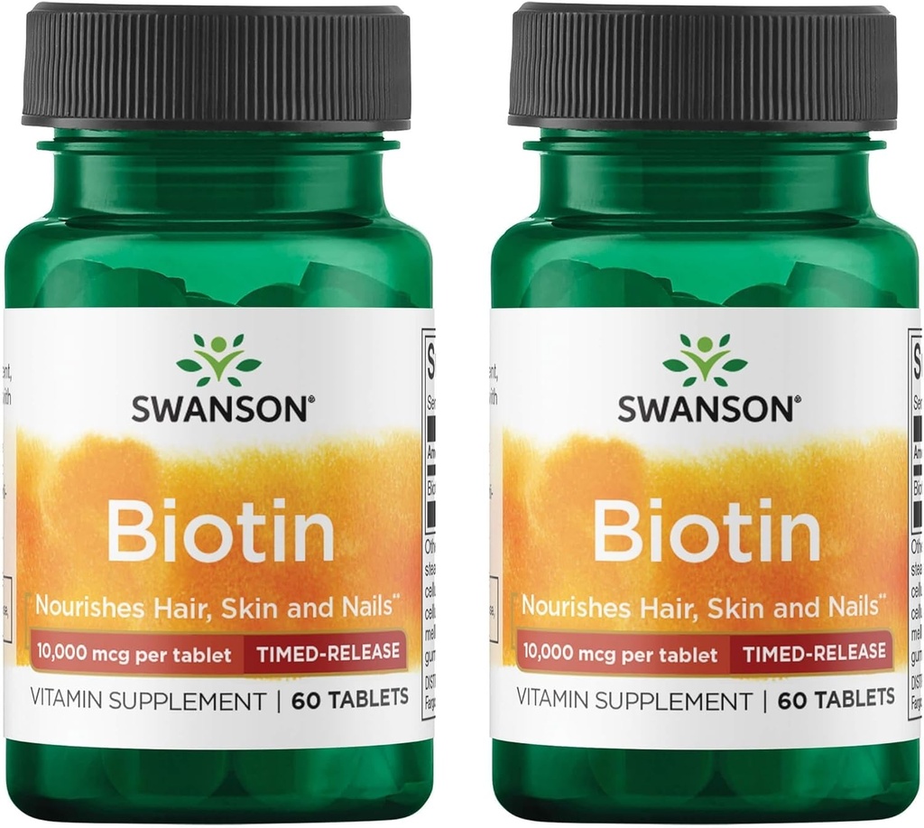 Swanson Biotin - tids- release 10. 000 mcg 60 Tabs (2 stk.)