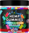 Hamp Gummies Natural Relief, High Potency Gummy Bear Edibles, Fred og Afslapning, Bedtime Support, Omega 3 6 9 Olie til Sleep- Made in USA