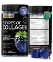 Collagen Peptid Gummier for kvinder og mænd - Collagen Gummy supplement til sundt hår, hud, negle og knogler - Hyaluronsyre, biotin, Keratin, Saw Palmetto - Sukker fri, Ingen GMO og Gluten, 60 Pcs