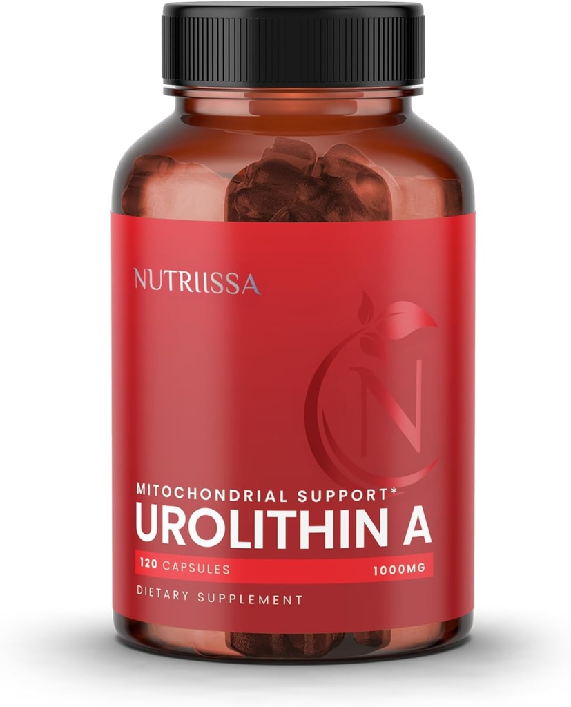 Nutrissa Urolithin A 1000mg - Avanceret cellular foryngelse, Muskelstyrke - EPEB Certificeret til renhed & potens - Vegan, 120 kapsler