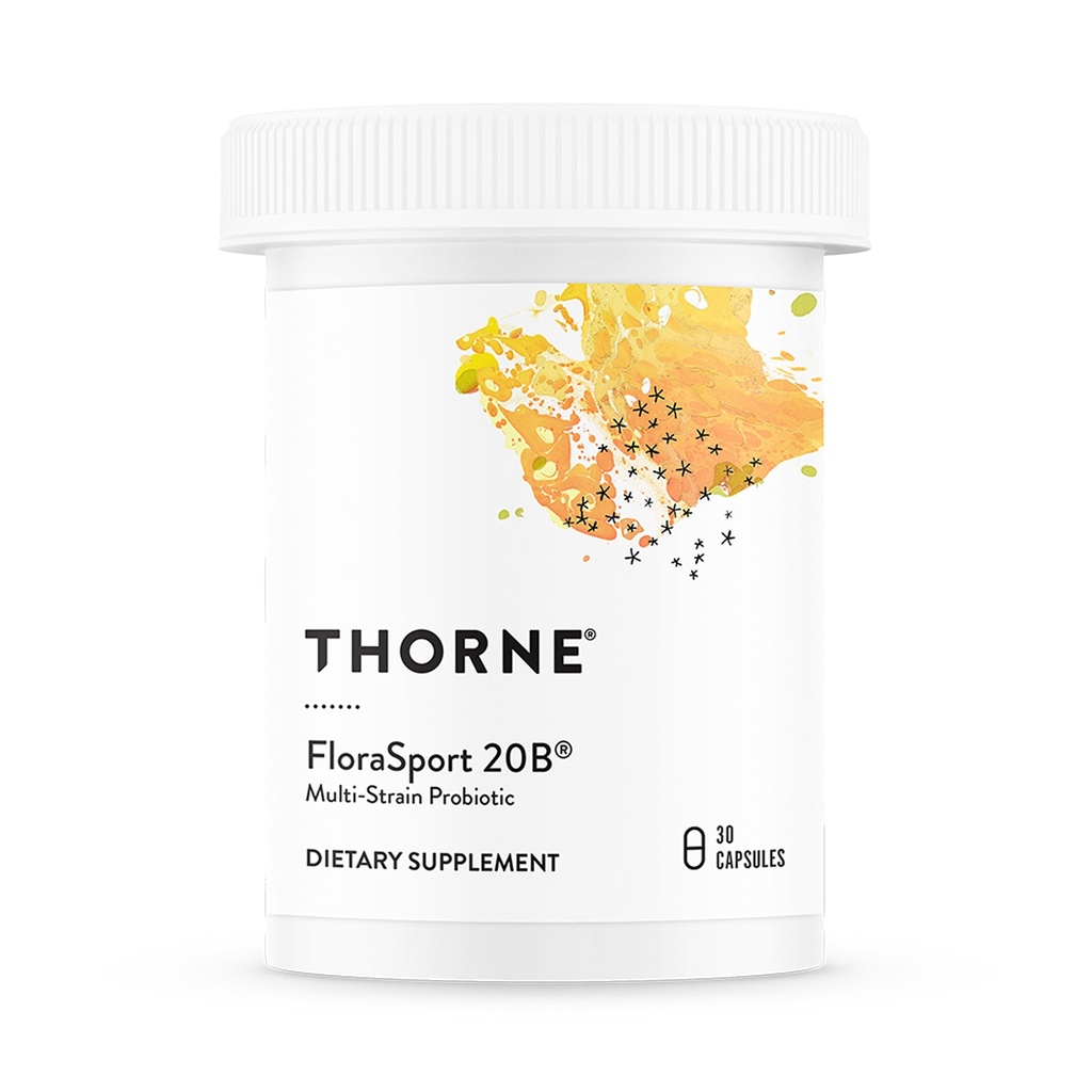 THORNE - FloraSport 20B - Probiotisk tillæg - fremmer fordøjelsesstøtte, Gut sundhed, immunfunktion & Lejlighedsvis Diarré eller Forstoppelse Relief * - NSF Certified for Sport - 30 Tjenester