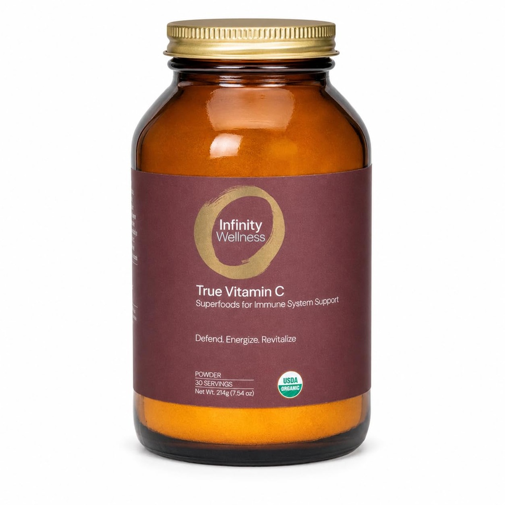 Infinity-C Organic Whole-Food Sourced Vitamin C Powder | Acerola, Camu Camu & Amla | 1000mg Superfood C | High-Potency | Shilajit, Astragalus Root & Ginger | Vegan, Non-GMO (30 Servings)
