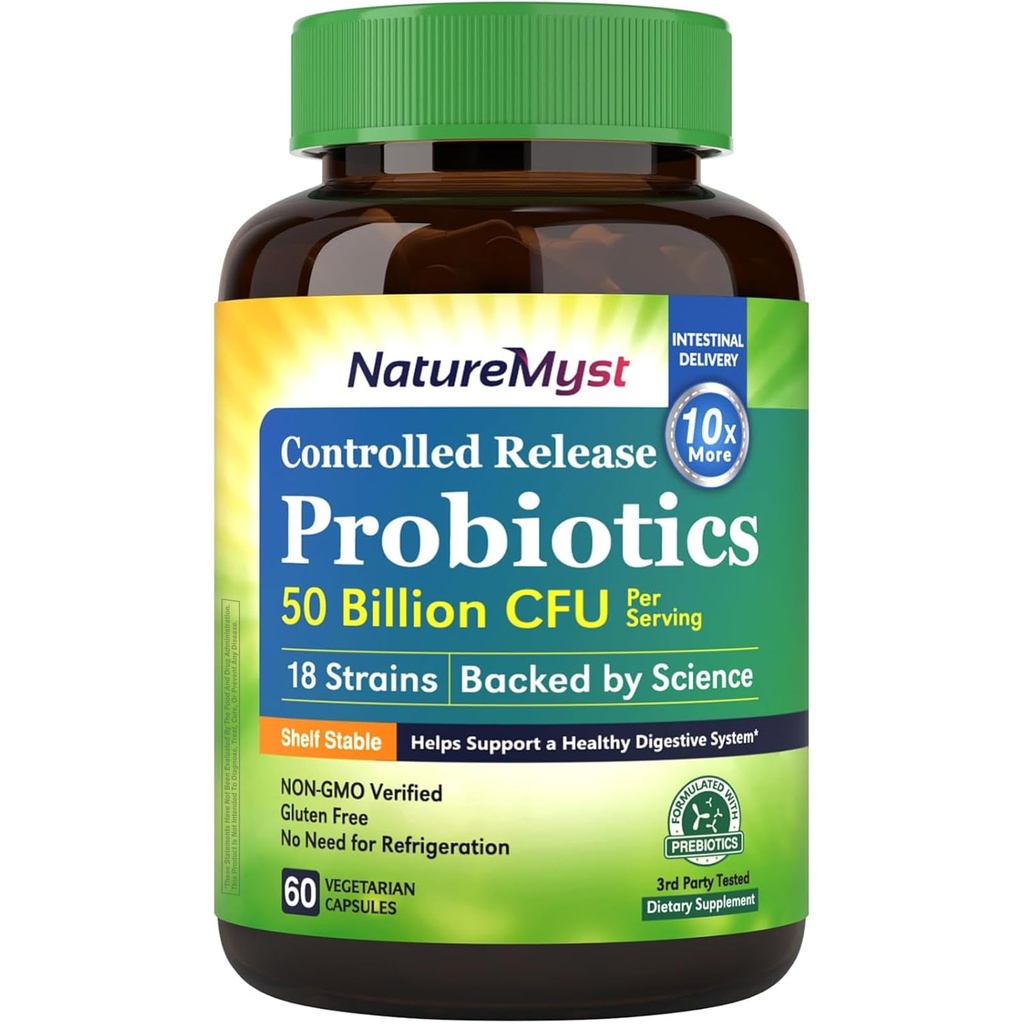 Probiotika 50 Millioner pr Servering, 18 Probiotiske Strops, 60 Veggie Kapsler - Non-GMO, Gluten Free