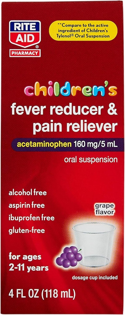 Rite Aid Children 's Acetaminophen, Grape Flavor, 160 mg - 4 fl oz