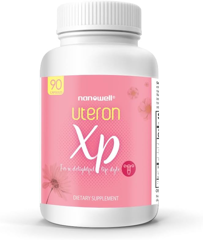 NANOWELL Uteron XP 90 Capsules x 1 Flaske - Herbal Uterus supplement til kvinders sundhed (90 Tæl)