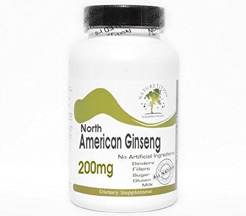 Nordamerikanske Ginseng 200mg ~ 200 Kapsler - Ingen tilsætningsstoffer ~ Naturetition Kosttilskud