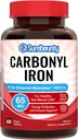 Carbonyl Jern, med naturlige C-vitamin, blid på Maven, Høj Absorption, for røde blodceller funktion, energistøtte, Vegan, 60 Tabs