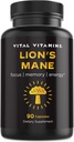 Vital Vitaminer Lions Mane supplement kapsler - Brain Booster supplement til mental Klarhed, fokus og hukommelse - Nootrop Mushroom supplement med Tyrkiet Hale og Maitake (90 hætter)
