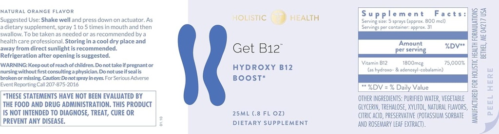 Holistisk sundhed GET B12 ™ Spray 25ML (.8 FL oz)