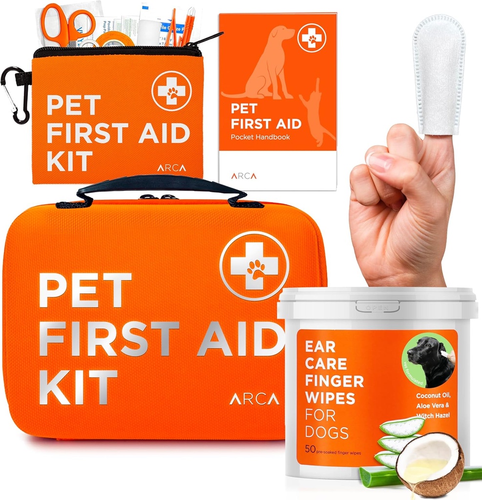 Care Bundle - Førstehjælp Kit og Øre renere servietter til hunde, Essential Sundhed og Hygiejne sæt