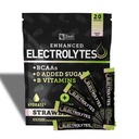 Forstærket electrolyte Powder Stick Packs (Strawberry Kiwi Yep 124; 20 Packets) w / 0 Sukker + BCAAs + B- Vitaminer Electrolyte Supplement w Kalium Zink & Magnesium til hydrering - Keto Electrolytes