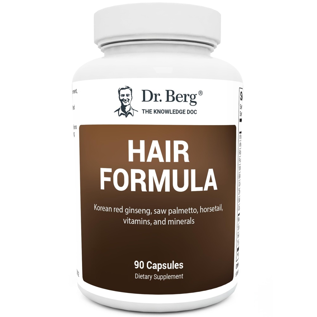 Dr. Berg All- in- One Vitamin til hår, hud og negle - Avanceret formel med biotin, Saw Palmetto, DHT Blocker, & Trace Minerals - 90 Veg kapsler