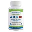 Power by Naturals ADK Vitamin Supplement - ADK 10 High Potency with Vitaminer A, D3 10.000 IE & K2 MK7 for Superior Heart, Immun & Bone Health Support - 90 kapsler, 1 pakke (3måneders Tilgang)