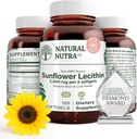 Naturlig Nutra Sunflower Lecithin 2000 mg tillæg, Understøtter Amning mødre med plug Milk Duct Relief, Lever & hjerne sundhed Booster, Soy Free, Non- GMO, Gluten- Free, 120 Softgels (2 Pack)